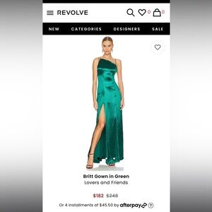 Lovers and Friends Britt Gown in Green size L by Revolve